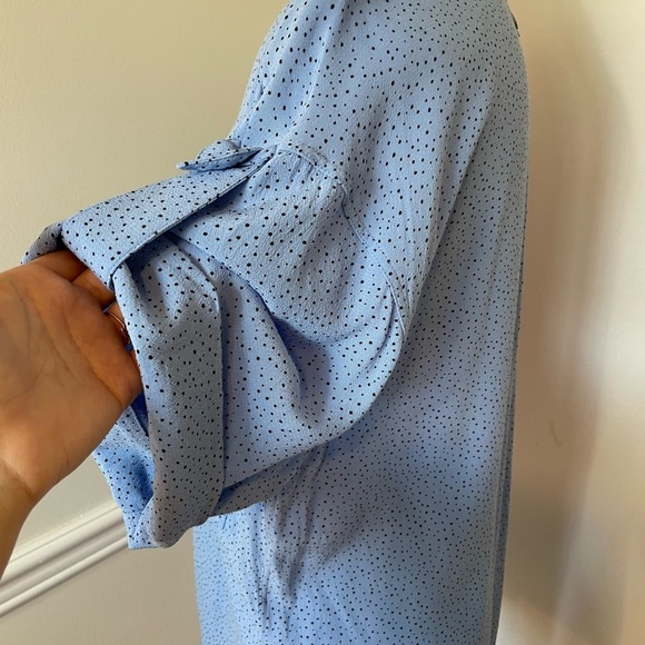 Equipment Polka Dot Band Collar Blouse S - Picture 9 of 14